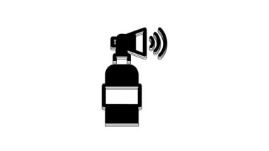 Black Air horn icon isolated on white background. Sport fans or citizens against government and corruption. 4K Video motion graphic animation.