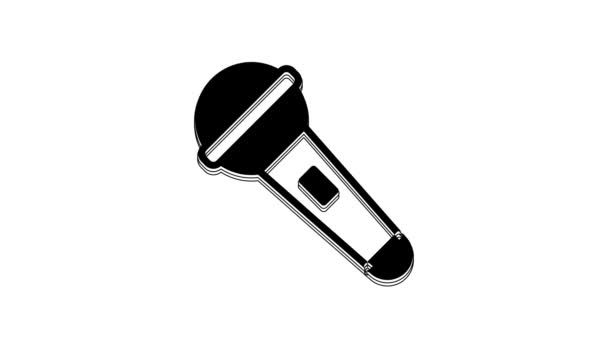 Черный Микрофон Значок Изолирован Белом Фоне Радиомикрофоне Знак Оратора Видеографическая — стоковое видео