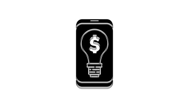 Black Business Light Bulb Dollar Smartphone Screen Icon Isolated White — Video Stock
