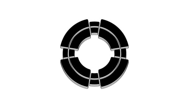 黑色商业救生圈图标孤立在白色背景 商业概念 4K视频运动图形动画 — 图库视频影像