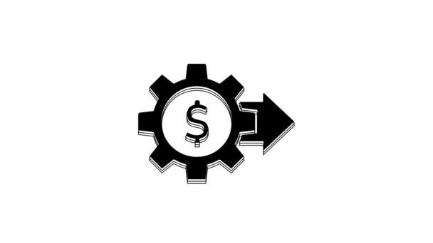 黑色齿轮与美元符号图标隔离在白色背景 商业和金融概念图标 4K视频运动图形动画 — 图库视频影像