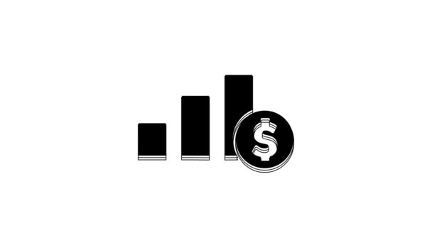 Black Pie Chart Infographic Dollar Symbol Icon Isolated White Background — Stock Video