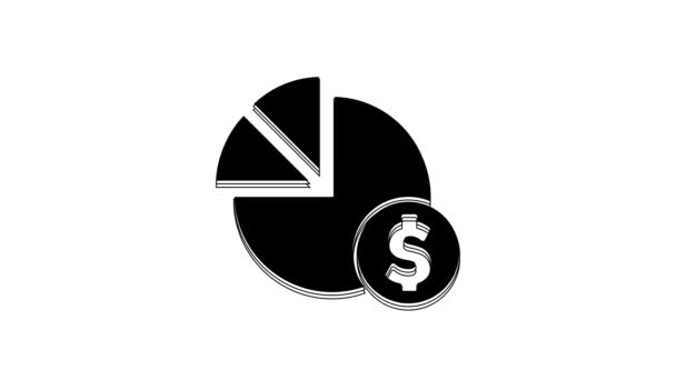 Beyaz Arkaplanda Siyah Pasta Grafiği Dolar Sembolü Izole Edildi Diyagram — Stok video
