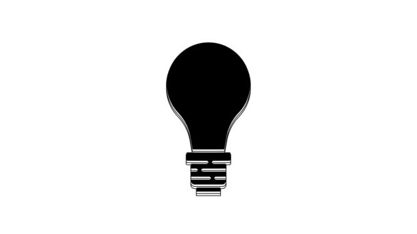 Svart Glödlampa Med Begreppet Idé Ikon Isolerad Vit Bakgrund Energi — Stockvideo