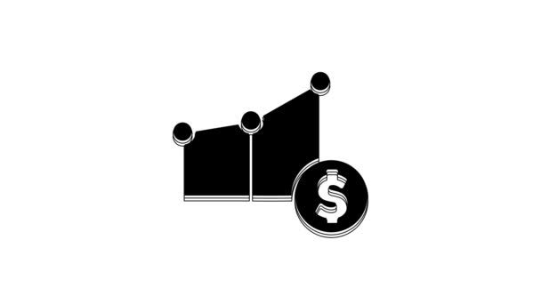 Svart Paj Diagram Infographic Och Dollar Symbol Ikon Isolerad Vit — Stockvideo