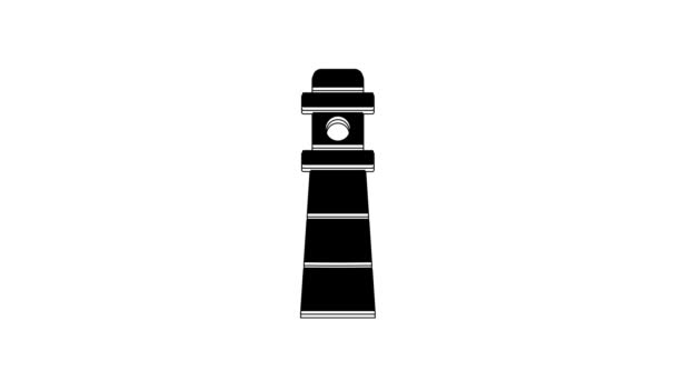 Black Lighthouse Icon Isolated White Background Video Motion Graphic Animation — Stock Video