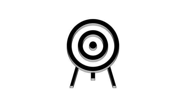 Zwart Target Pictogram Geïsoleerd Witte Achtergrond Dart Bordteken Boogschutterpictogram Dartbord — Stockvideo