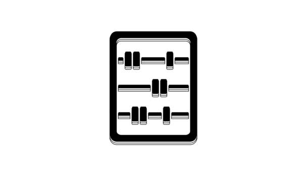 Black Abacus Icon Isolated White Background Traditional Counting Frame Education — Stock Video