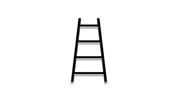Black Stair Finish Flag Icon Isolated White Background Career Growth — 图库视频影像