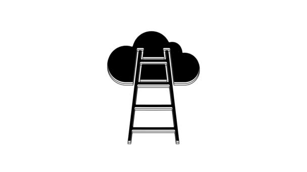 黑色楼梯与完成标志图标隔离在白色背景 职业成长的商业概念 商业发展的概念 4K视频运动图形动画 — 图库视频影像