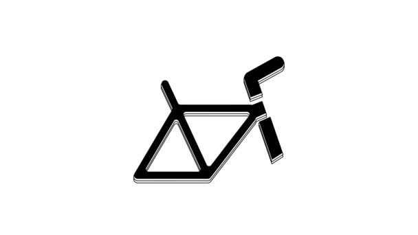 Schwarzes Fahrradrahmensymbol Isoliert Auf Weißem Hintergrund Video Motion Grafik Animation — Stockvideo