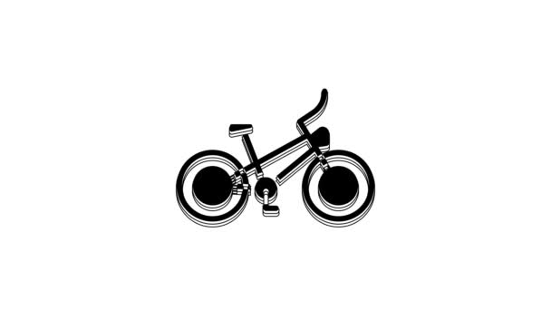 Pictograma Bicicletă Neagră Izolată Fundal Alb Cursa Biciclete Sportul Extrem — Videoclip de stoc