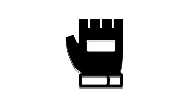 Black Gloves Ikon Isolerad Vit Bakgrund Extrem Sport Sportutrustning Video — Stockvideo