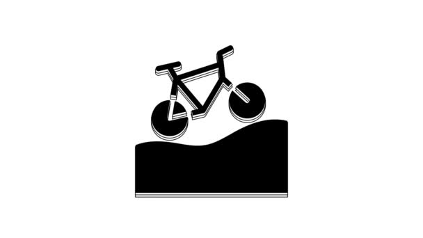 Black Mountain Cykel Ikon Isolerad Vit Bakgrund Cykeltävling Extrem Sport — Stockvideo