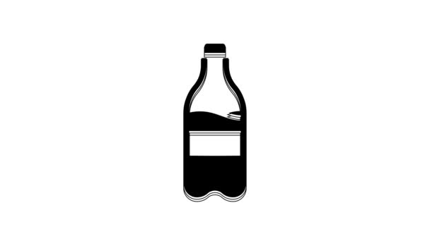 Zwarte Sport Fles Met Water Pictogram Geïsoleerd Witte Achtergrond Video — Stockvideo