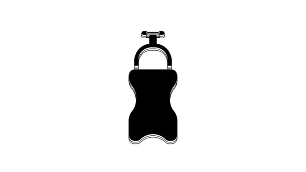 Garrafa Black Sport Com Ícone Água Isolado Fundo Branco Animação — Vídeo de Stock