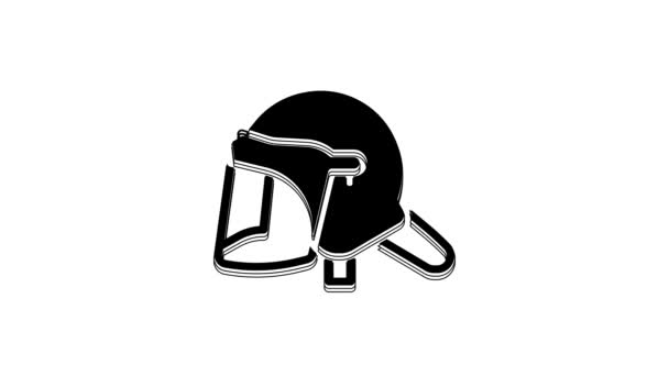 Black Police Helmet Icon Isolated White Background Military Helmet Video — Stock Video