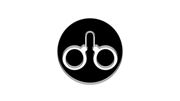 Black Handcuffs Icon Isolated White Background Video Motion Graphic Animation — Stock Video