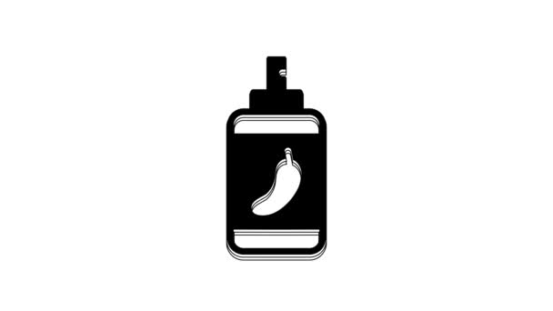 Black Pepper Spray Icon Isolated White Background Gas Capsicum Self — Vídeo de Stock