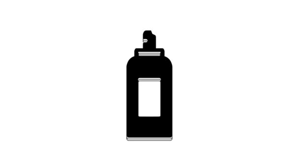 Black Paint Spray Może Ikona Izolowane Białym Tle Animacja Graficzna — Wideo stockowe