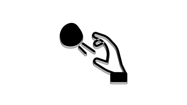 Black Hooligan Shooting Small Stones Icon Isolated White Background Demonstrator — Video