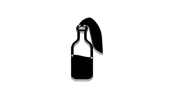 Black Cocktail Molotov Icon Isolated White Background Video Motion Graphic — Vídeo de Stock