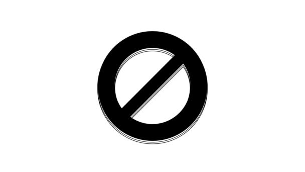 Black Ban Icon Isolated White Background Stop Symbol Video Motion — Stockvideo