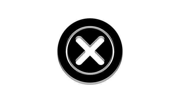 Black Mark Cross Circle Icon Isolated White Background Check Cross — Vídeo de Stock