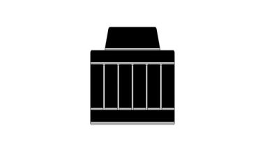 Beyaz arka planda siyah araba hava filtresi simgesi izole edildi. Otomobil tamir hizmeti sembolü. 4K Video hareketli grafik canlandırması.