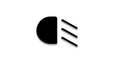 Siyah Yüksek Işın simgesi beyaz arkaplanda izole edildi. Araba farları. 4K Video hareketli grafik canlandırması.