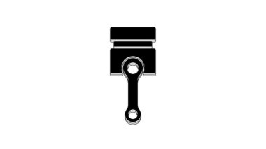 Siyah Motor piston simgesi beyaz arkaplanda izole edildi. Araba motoru pistonu işareti. 4K Video hareketli grafik canlandırması.