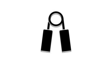 Black Sport expander icon isolated on white background. Sport equipment. 4K Video motion graphic animation.