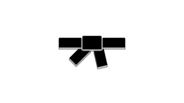 Black Black karate belt icon isolated on white background. 4K Video motion graphic animation.