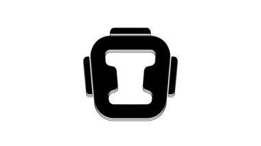 Black Boxing helmet icon isolated on white background. 4K Video motion graphic animation.