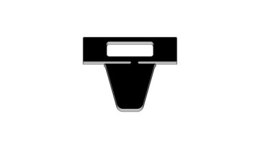 Black Groin guard for martial arts icon isolated on white background. 4K Video motion graphic animation.