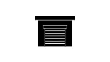 Beyaz arkaplanda siyah garaj simgesi izole edildi. 4K Video hareketli grafik canlandırması.