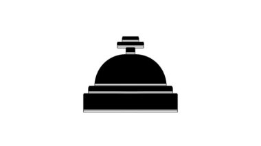 Black Hotel service bell icon isolated on white background. Reception bell. 4K Video motion graphic animation.