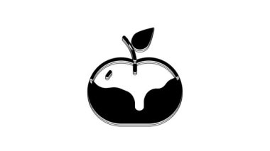 Black Apple in caramel icon isolated on white background. 4K Video motion graphic animation.