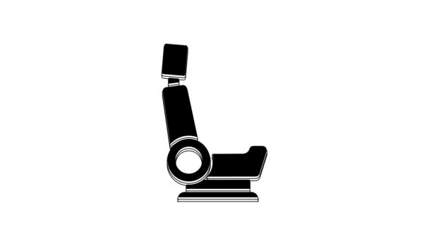 黑色轿车座椅图标隔离在白色背景 汽车扶手椅 4K视频运动图形动画 — 图库视频影像
