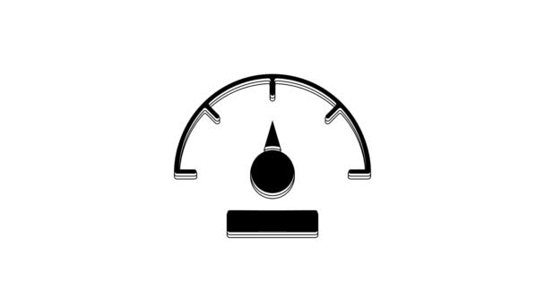 Ікона Чорного Спідометра Ізольована Білому Тлі Відеографічна Анімація — стокове відео