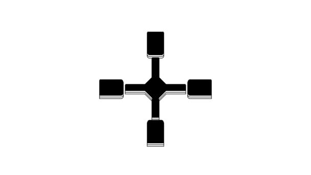 ブラックホイールレンチアイコンは ホワイトの背景に分離 ホイールブレース 4Kビデオモーショングラフィックアニメーション — ストック動画