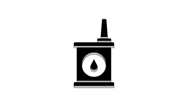 Чорна Каністра Піктограми Моторної Машини Ізольована Білому Тлі Нафтовий Галон — стокове відео