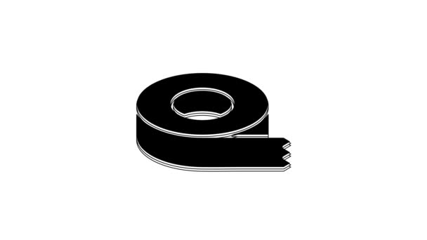 Black Scotch Tape Icon Isolated White Background Insulating Tape Video — Video