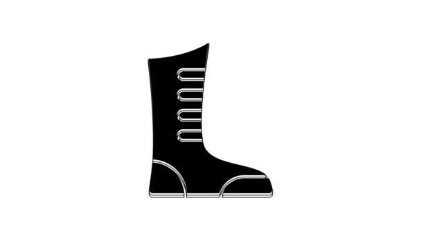 Black Sport Boxing Shoes Icon Isolated White Background Wrestling Shoes — Wideo stockowe