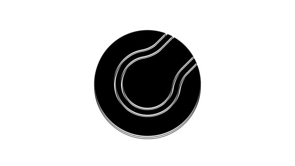 Schwarzes Tennisball Symbol Isoliert Auf Weißem Hintergrund Sportgeräte Video Motion — Stockvideo
