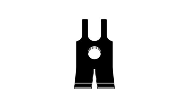 Black Wrestling Singlet Icon Isolated White Background Wrestling Tricot Video — Video Stock