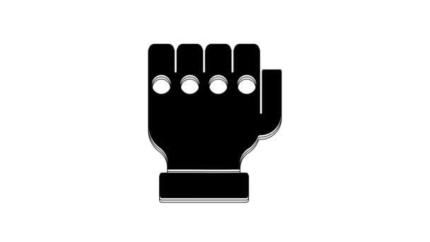 Black Mma Glove Icon Isolated White Background Sports Accessory Fighters — Wideo stockowe