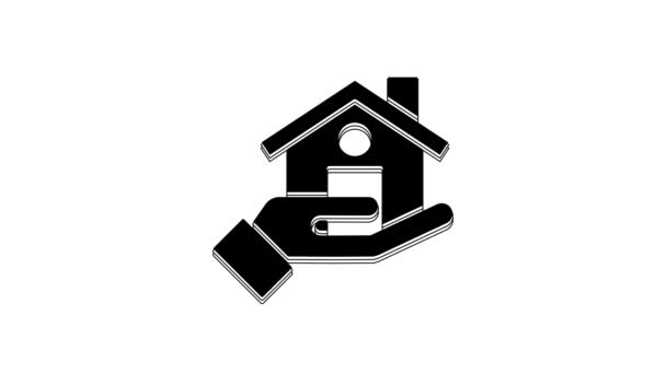 黑色房地产图标隔离在白色背景 买房子 4K视频运动图形动画 — 图库视频影像