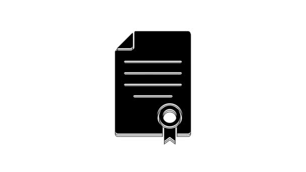 Black House Contract Icon Isolated White Background Contract Creation Service — Stock Video