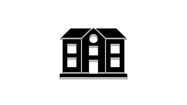 Ícone Casa Negra Isolado Fundo Branco Símbolo Animação Gráfica Movimento — Vídeo de Stock